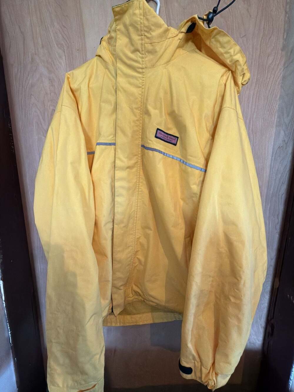 Vineyard Vines Yellow Sailing Parka Rain Jacket with Reflective Stripe